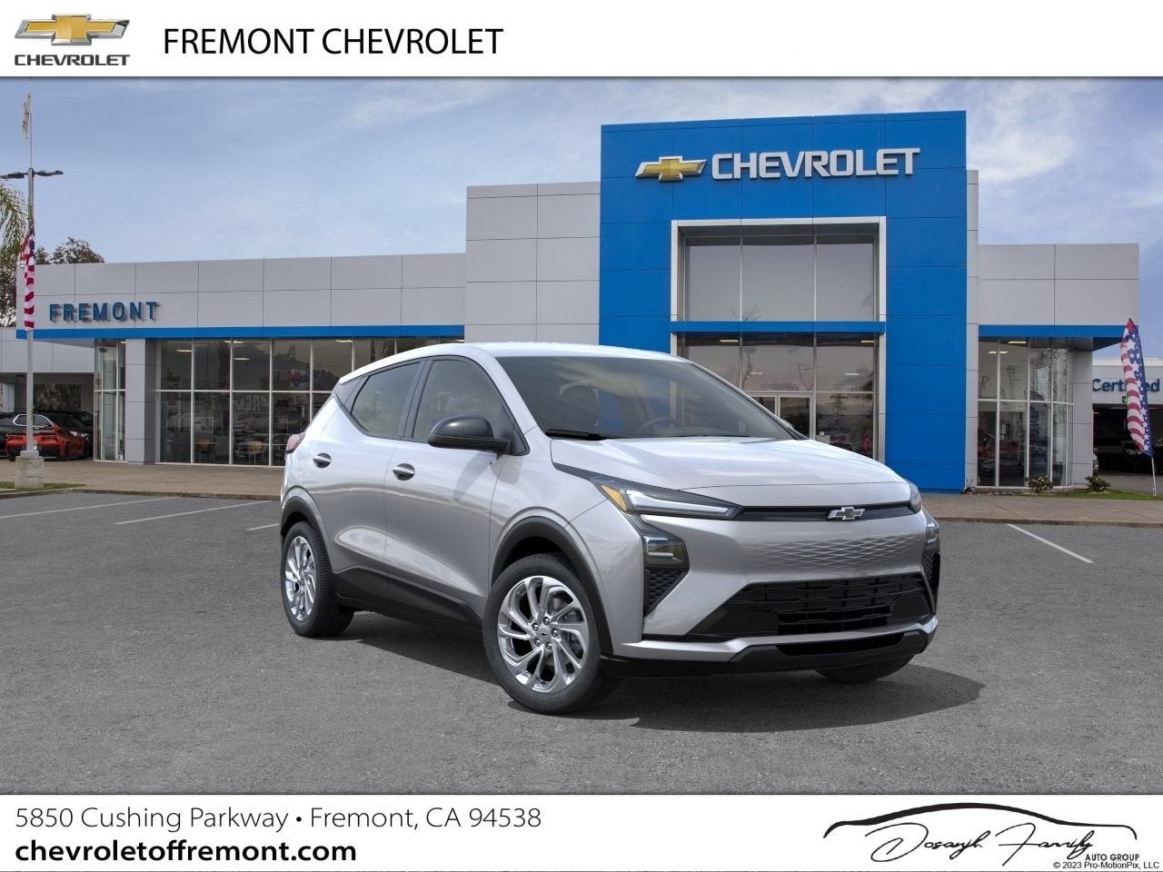 2027 Chevrolet Bolt LT in Sterling Grey Metallic — front three-quarter view