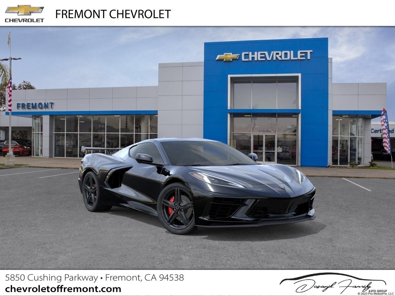 2026 Chevrolet Corvette Stingray 1LT in Black — front three-quarter view