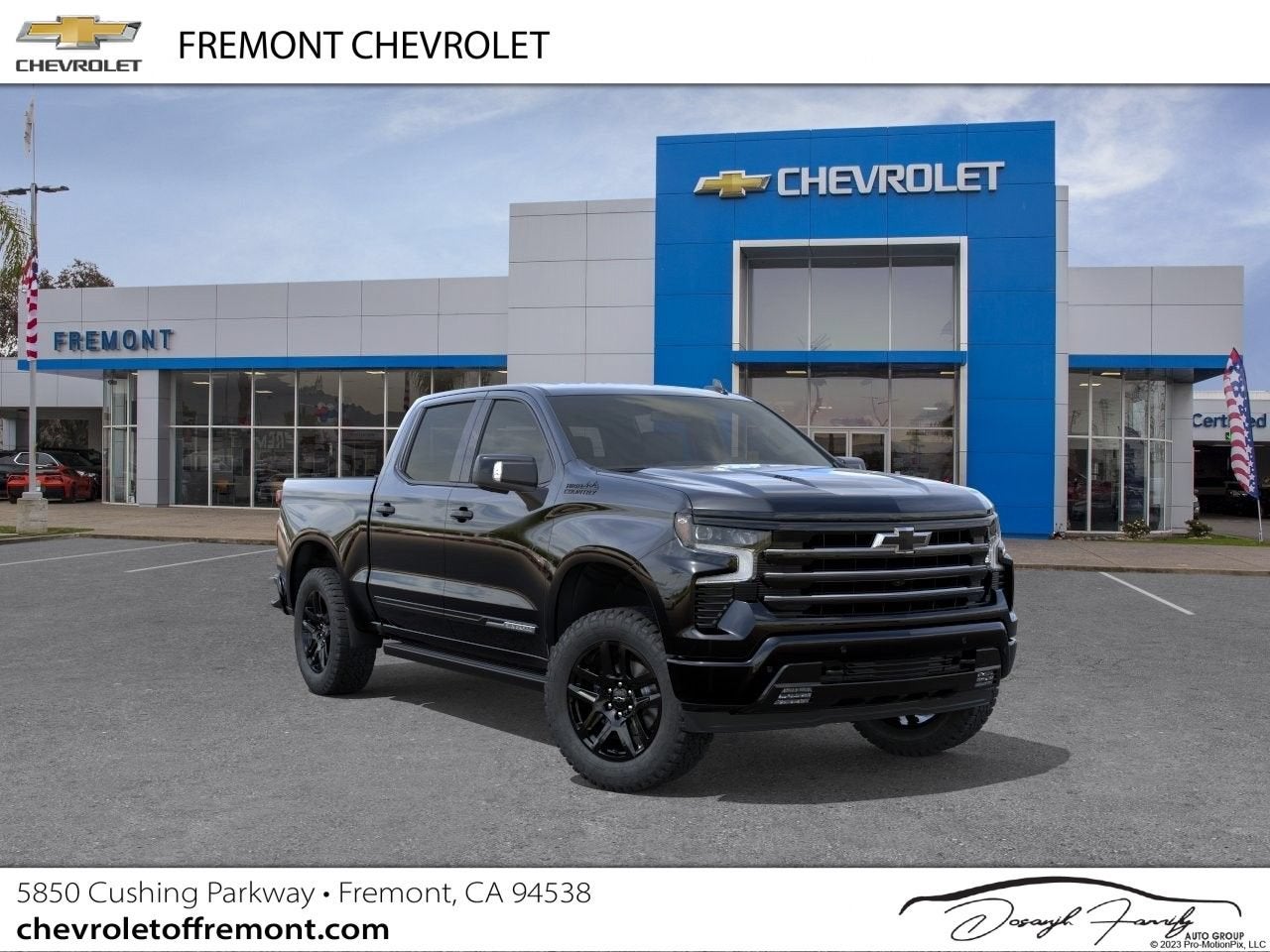 2026 Chevrolet Silverado 1500 High Country in Black — front three-quarter view