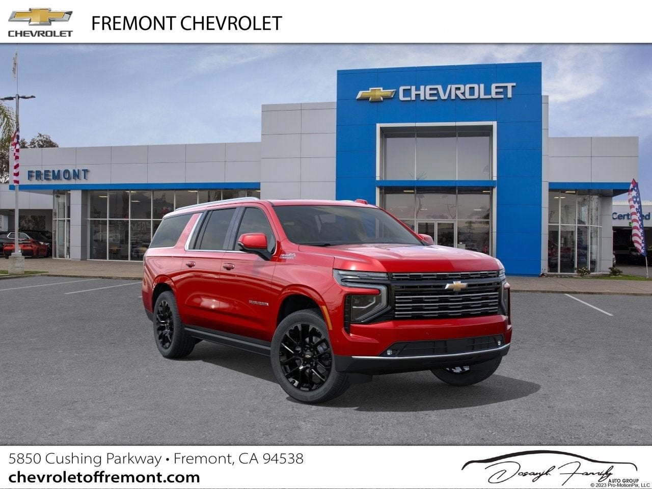 2026 Chevrolet Suburban High Country in Radiant Red Tintcoat — front three-quarter view