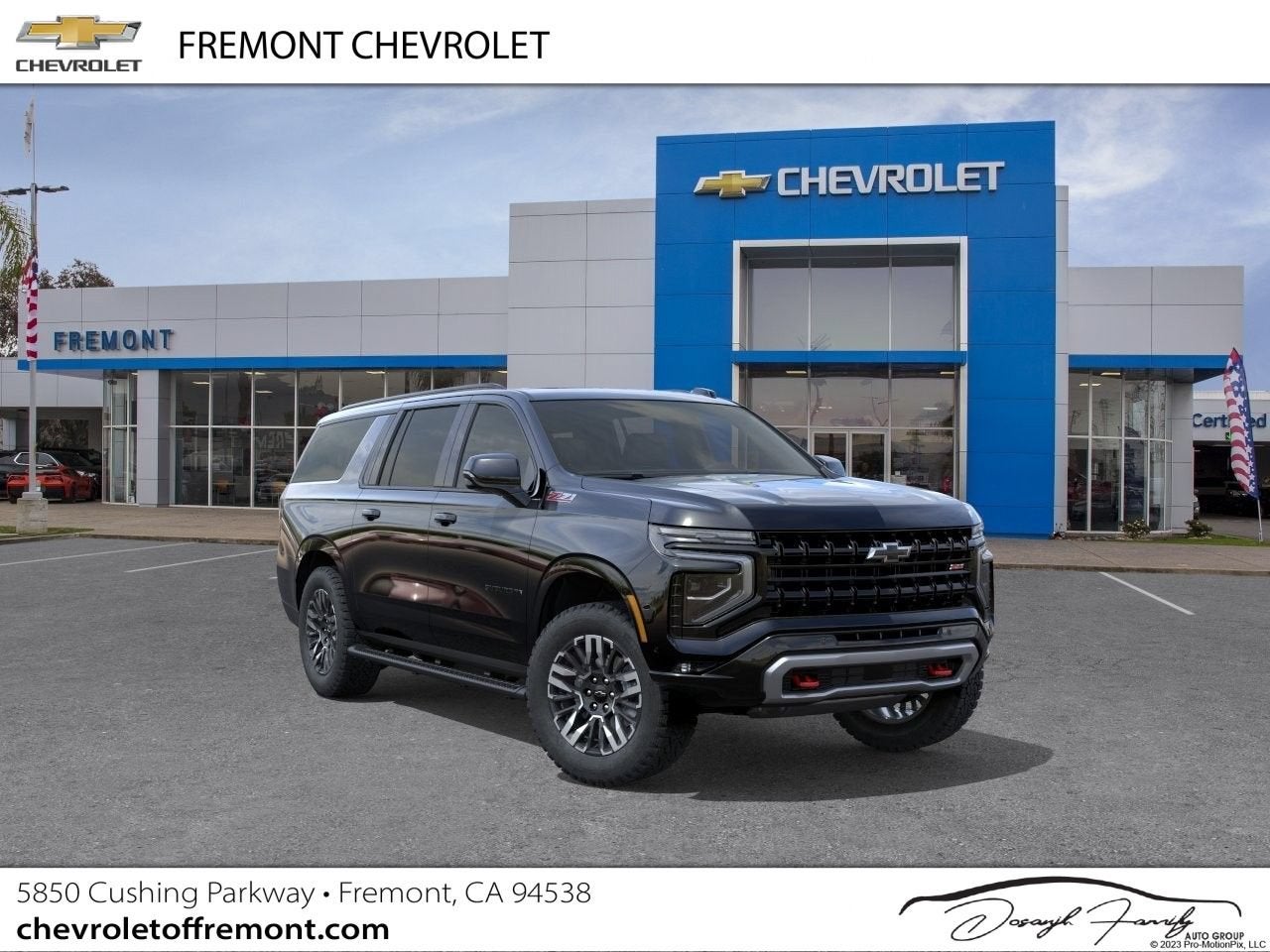 2026 Chevrolet Suburban Z71 in Black — front three-quarter view