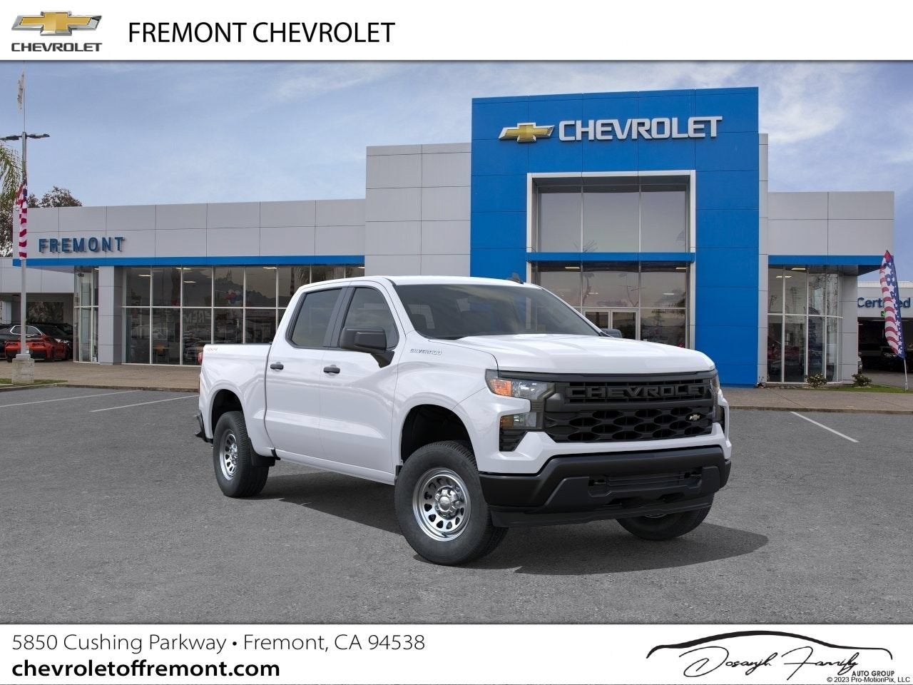 2026 Chevrolet Silverado 1500 WT in Summit White — front three-quarter view