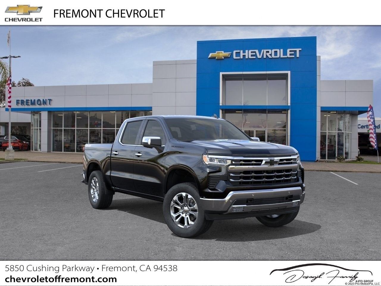 2026 Chevrolet Silverado 1500 LTZ in Black — front three-quarter view