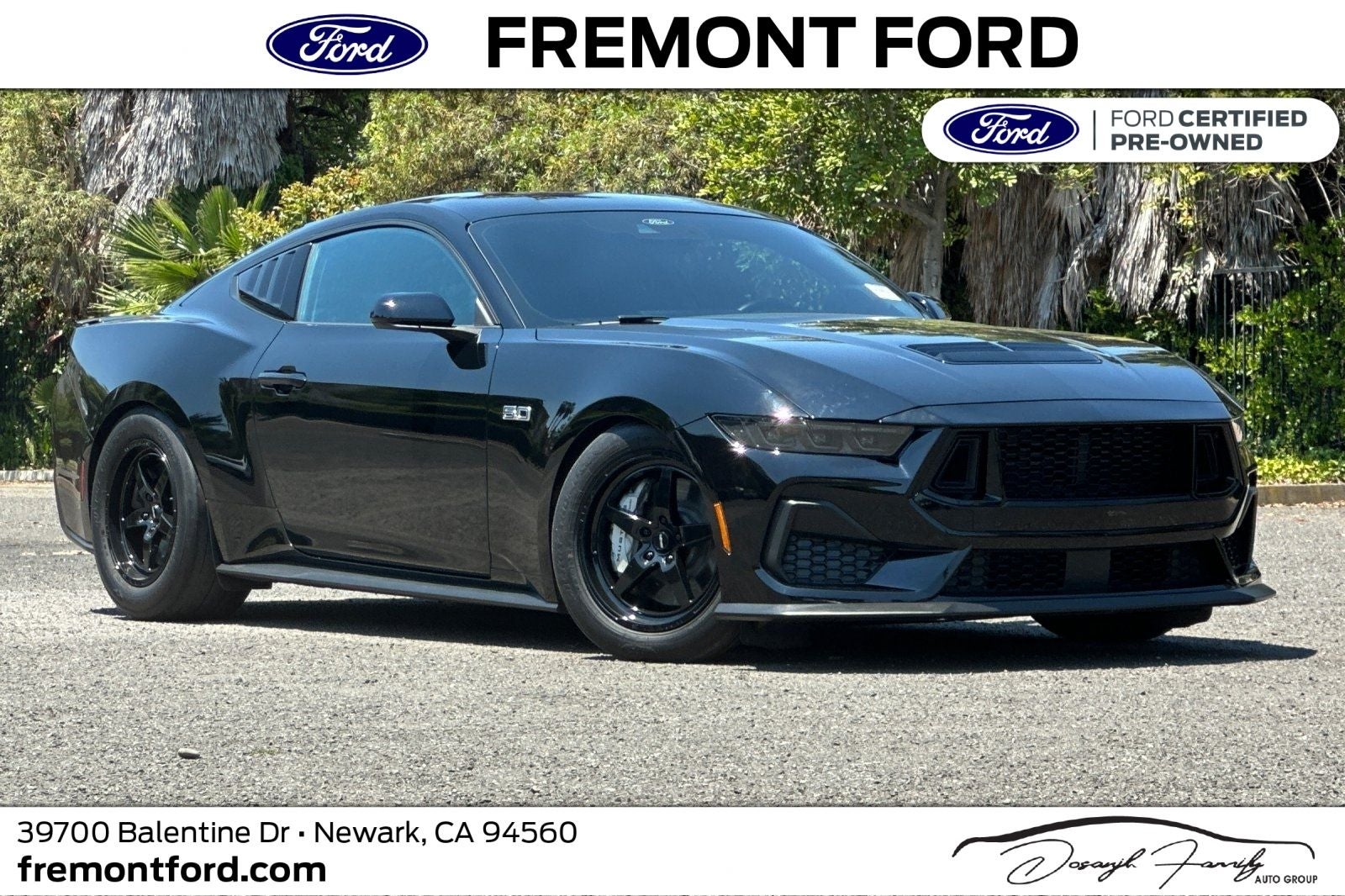 2025 Ford Mustang GT in Shadow Black — front three-quarter view