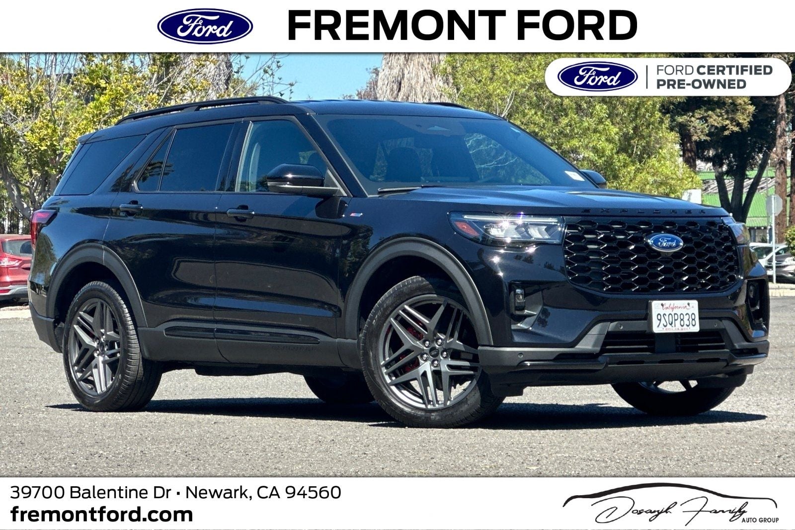 2025 Ford Explorer ST-Line in Black Metallic — front three-quarter view